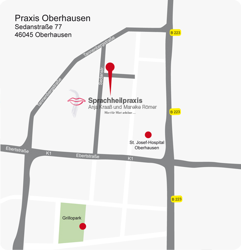 Anfahrtsskizze zur Praxis in Oberhausen